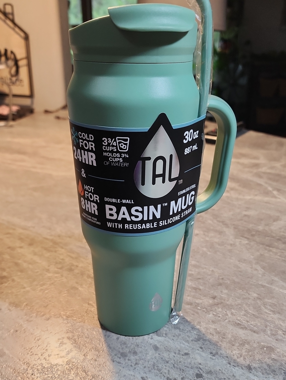 TAL Basin 30oz Travel Mug in Mint Green with Handle